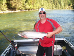 Guide Nick shows one of his many summer steelhead picked up in the Stamp River system this week.  the summer run of steelhead are coming in big numbers.  We are expecting a fabulous fall fishery in the upper and lower river.