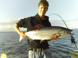 Chinook Salmon hooked at Austin in Barkley Sound on a cop car coyote spoon