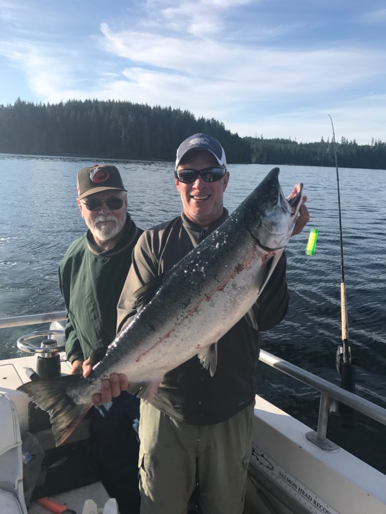 Guide Barry and 18 lb Coho landed along the Bamfield Wall in September of 2018