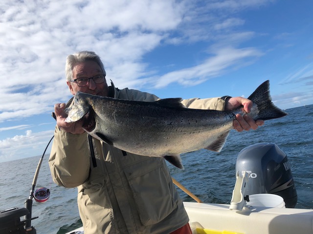 Richard of Vancouver B.C. looks happy with this Chinook landed close to Austin Island in Barkley Sound