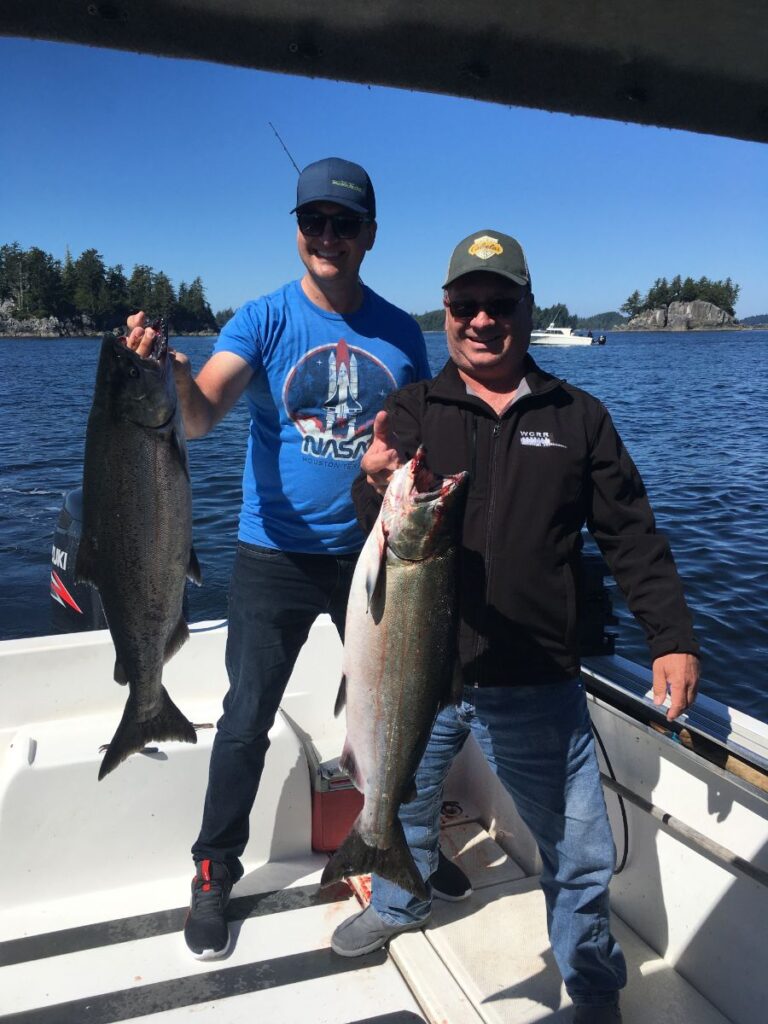 The Ward’s from the Red Deer area are excited about the salmon they landed just off of Gilbraltor in Barkley Sound.  They fished with John of Slivers Charters Salmon Sport Fishing